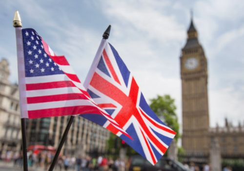 US & UK flag big ben