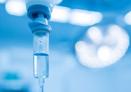 IV drip in hospital room